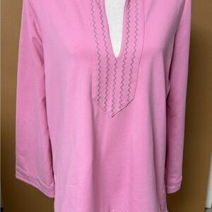 Lands' End Pink Tunic with Zigzag Stitching